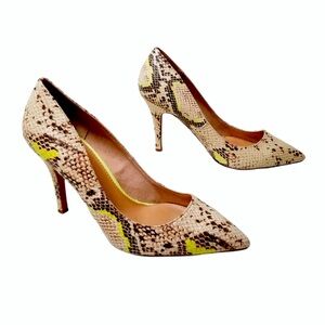 Bershka Snakeskin Print Slip On Heels Beige Size 9